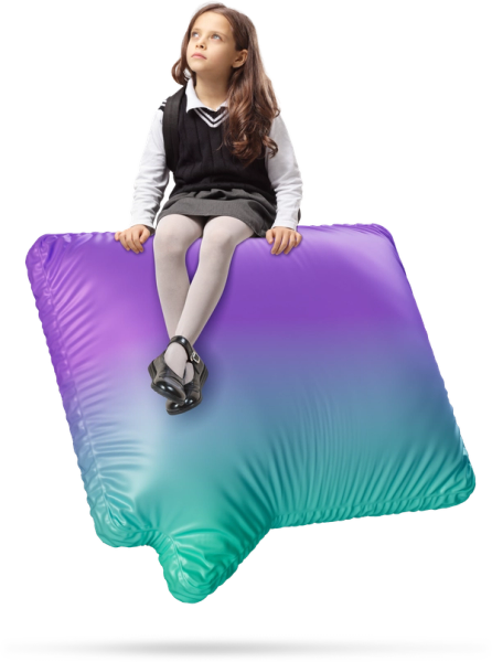 a school child sits on a a bedrock icon surrounded by educational icons