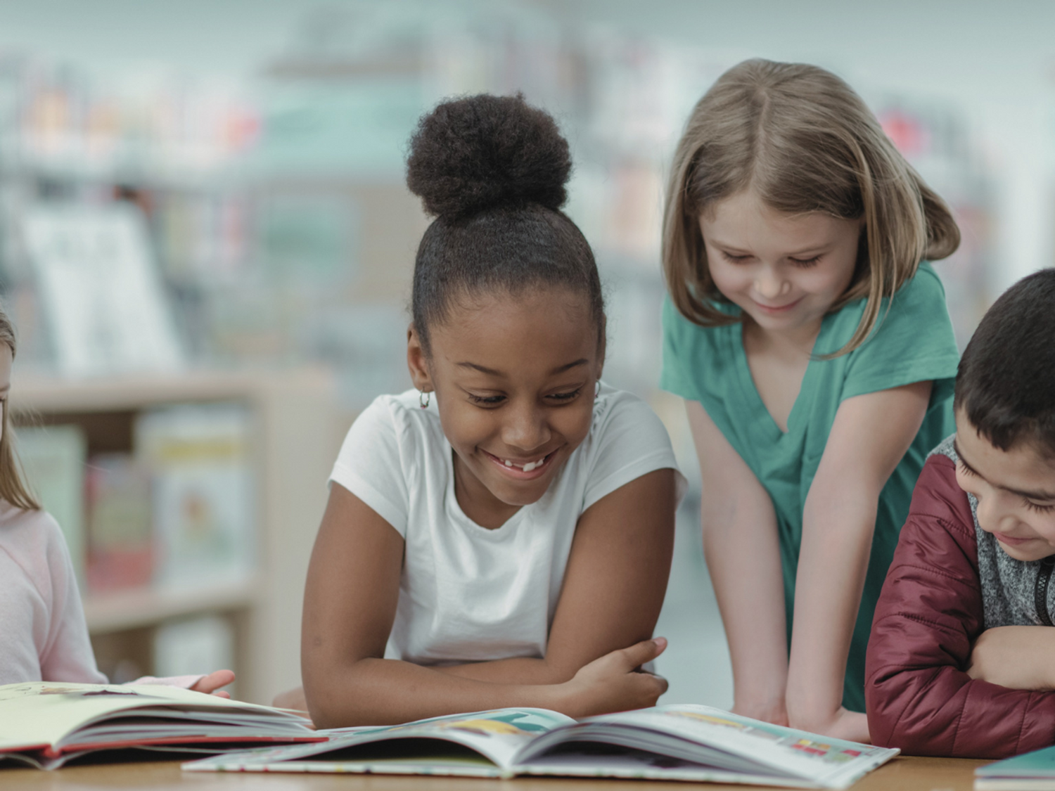 Children reading in the classroom.